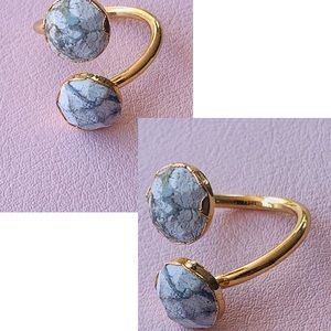 Ring 24k gold plated and Howlite